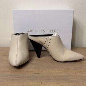 Avec Les Filles Off-White Studded Mules